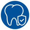 blue icon circle with tooth and badge checkmark