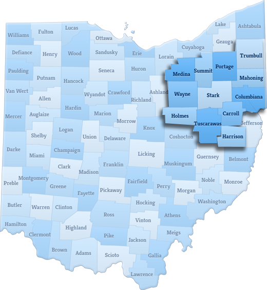 blue ohio with north east ohio counties bumped out
